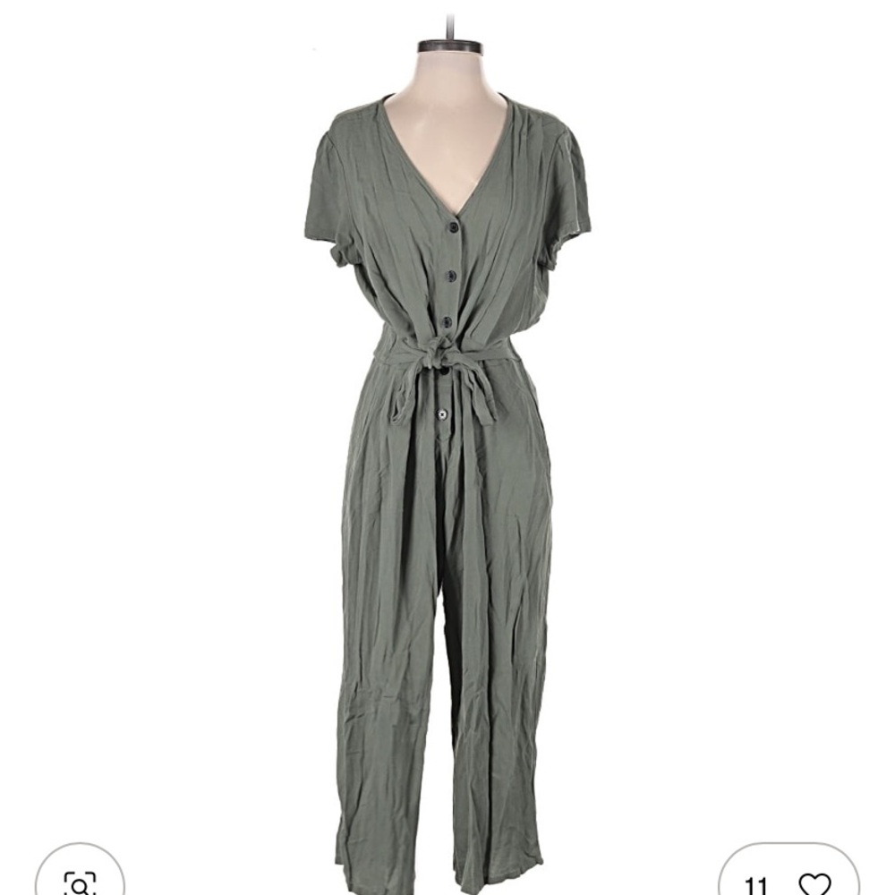 Maurices Sage Green Button-Down Jumpsuit